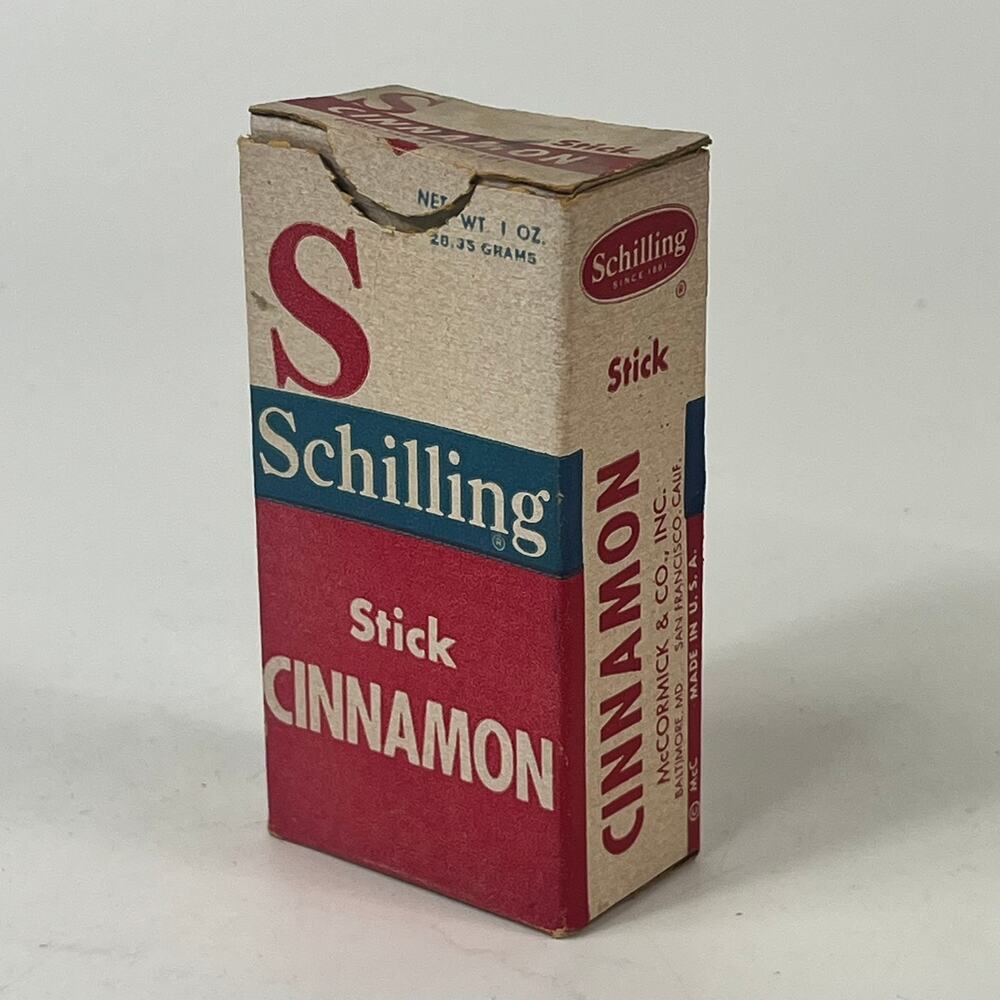 Vintage Box McCormick Stick Cinnamon Schilling 1950s MCM Retro Prop Decor